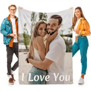 [ A Uniquely Special Gift for Her/Him] Custom Blanket with Picture: Made in USA, Personalized Customized Blankets with Photo,HD Printing Flannel Gifts  Lightweight and warm flannel blanket with cartoon patterns; soft and comfortable to the touch.