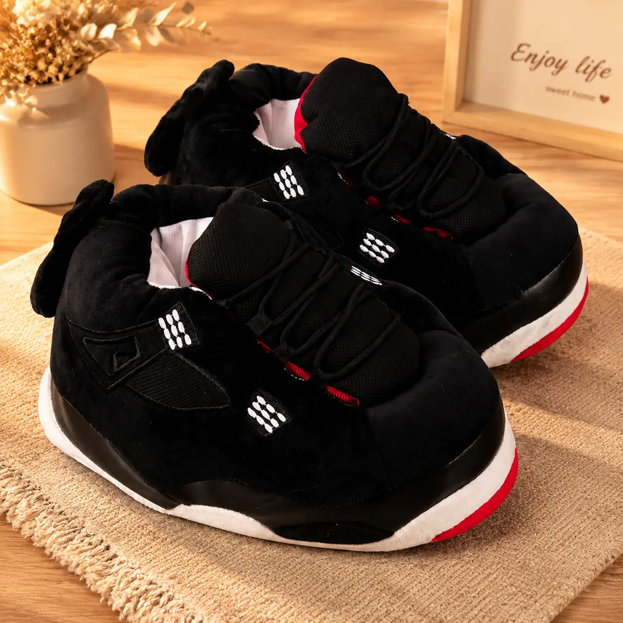 Sneaker Slippers | Ultra Soft Plush House Trending Basketball Shoes for Men Women  | Cozy Winter Indoor Sport Flipflop