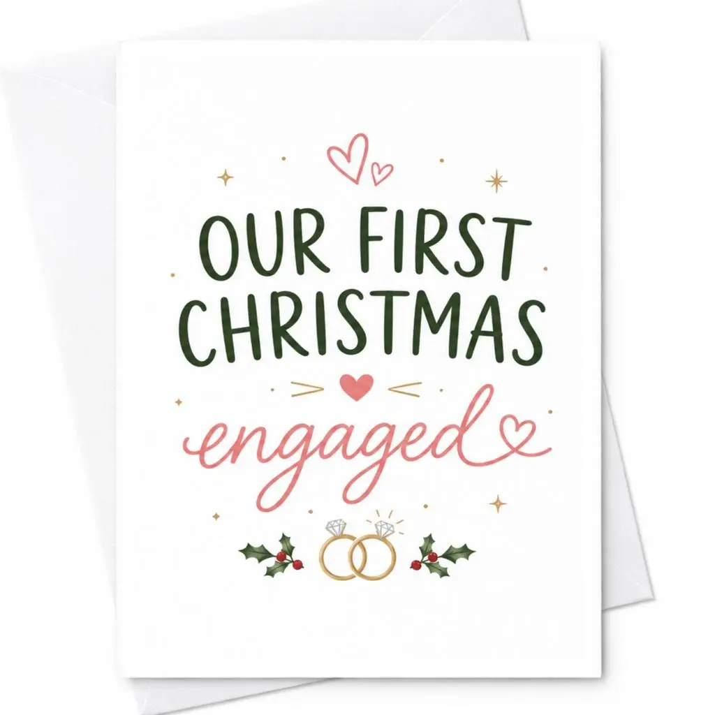 Our First Christmas Engaged Card Newly Engaged Couple Christmas Card Holiday Greeting Card For Fiance Romantic Engagement C4898