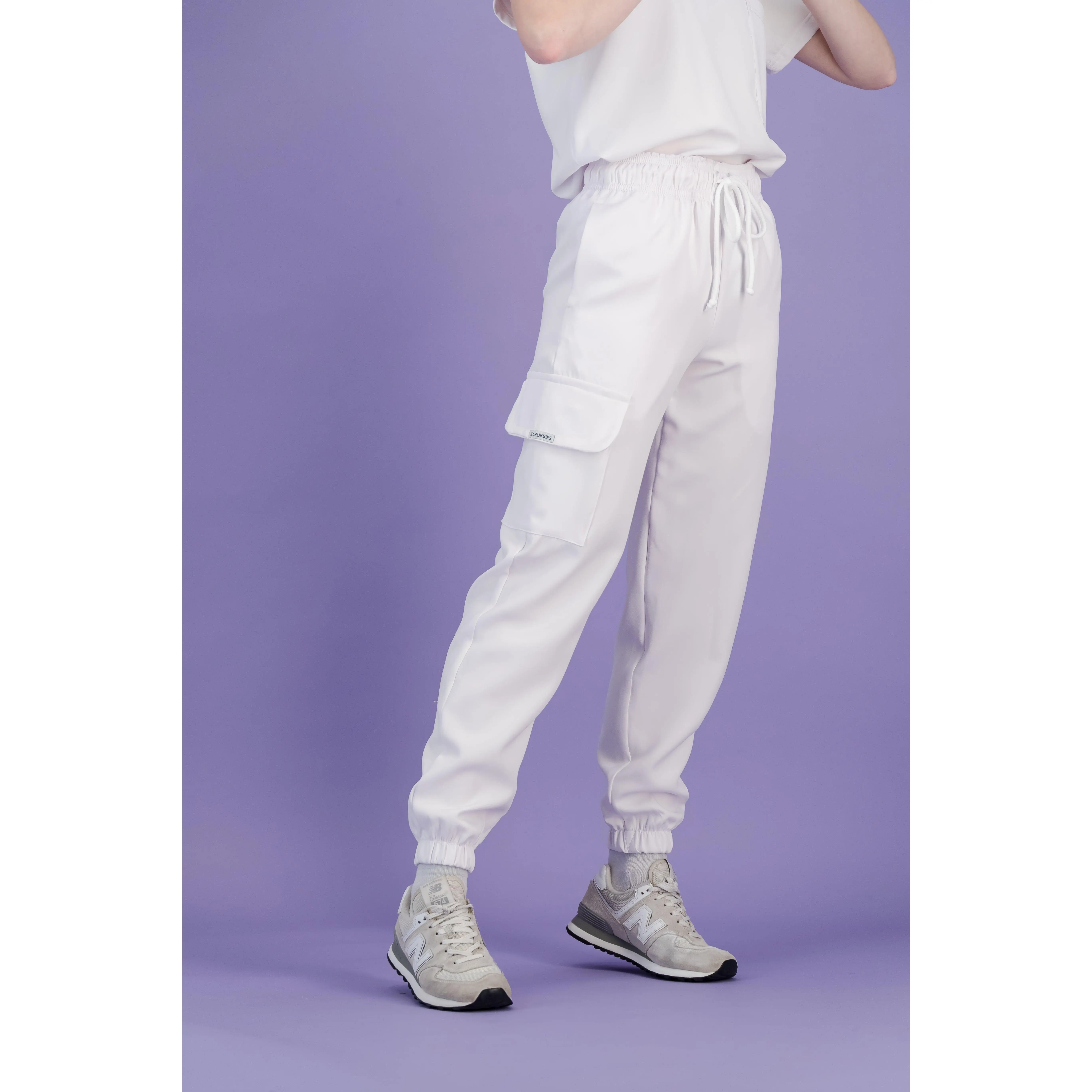 Women's Soft White Scrub Pants - Jogger Fit