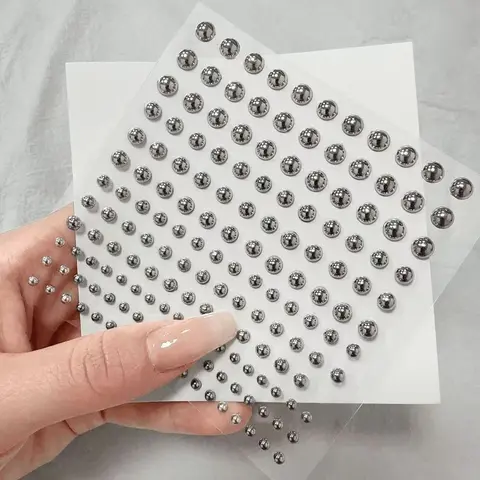 DQFART Round Solid Hiphop Bling Fake Piercing Adhesive Stickers - 100+ Gold Studs, Bio-Adhesive, No Pain/No Holes, Instant Style, Multipurpose for Concerts, All Skin Types (Beauty & Personal Care Temporary Tattoo)