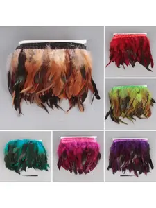 Colorful Feather Cloth Edging Feather Skirt Edge Lace Hem Fabric Strip DIY Performance Costume Auxiliary Material Decoration