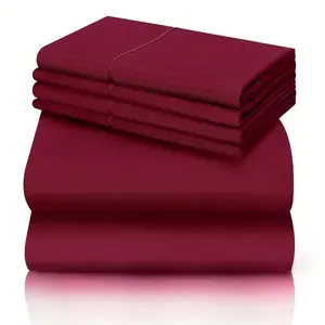 Set of 6 premium bamboo fiber bed sheets, breathable, anti-wrinkle, cool, machine washable, solid color, suitable for all seasons, deep pockets