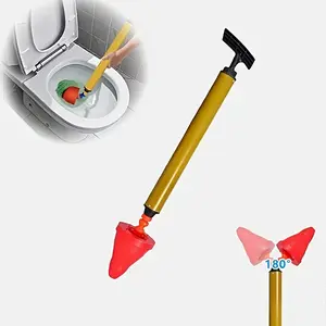 1pc high-pressure toilet unclogger - manual toilet cleaning tool - drain clog remover - suitable for bathroom, kitchen sinks, bathtubs - reusable toilet snake plunger drain cleaner