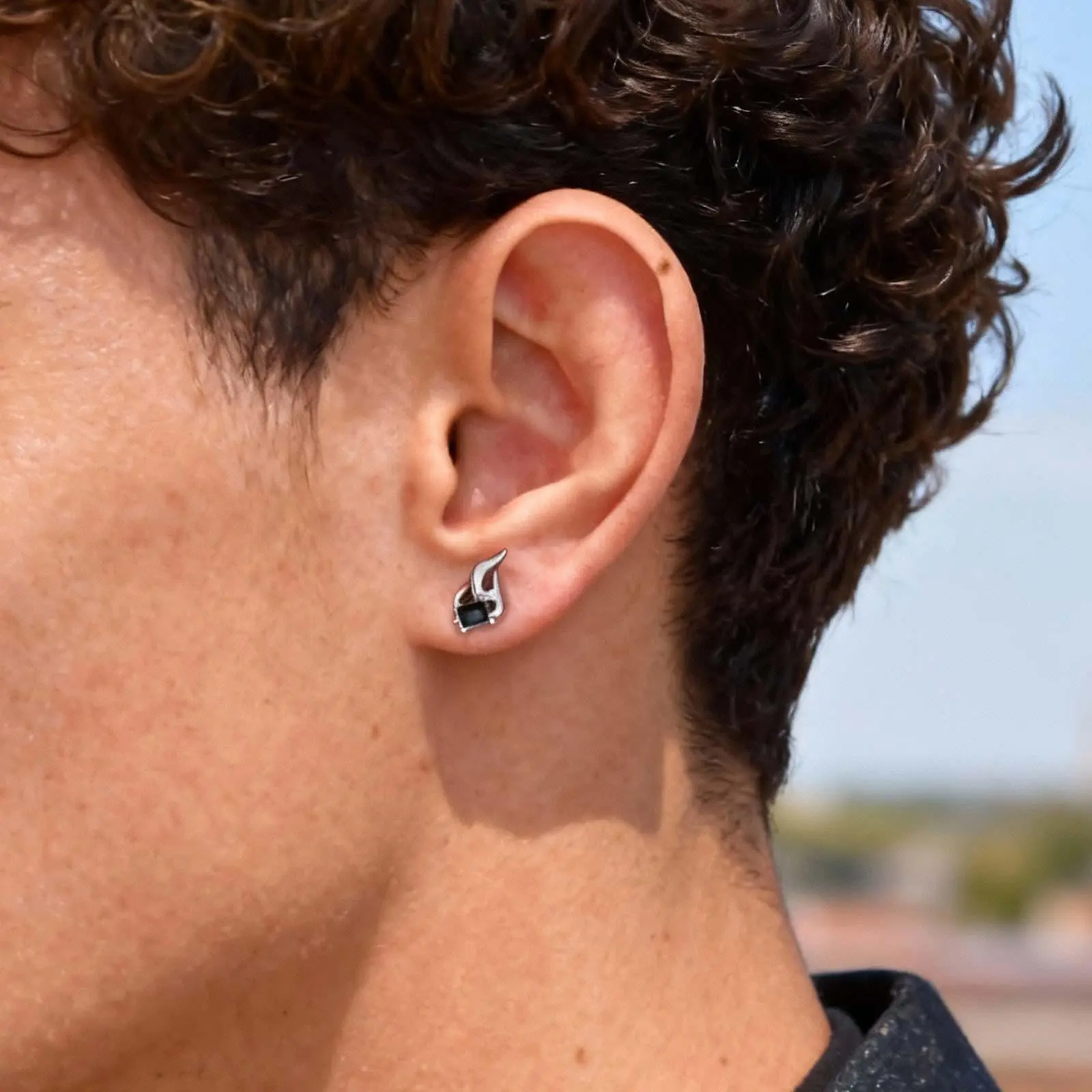 Vnox Vintage Flame Stud Earrings For Women Men, Cubic Zirconia Ear Minimalist Punk Statement Jewelry Birthday Holiday Party Gift