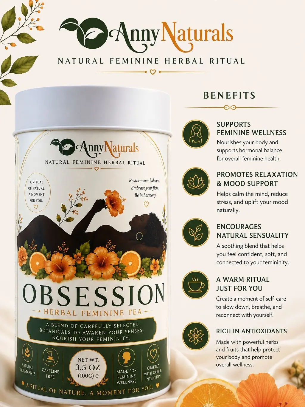 OBSESSION Women's  Tea Blend, Natural Beverage for Women