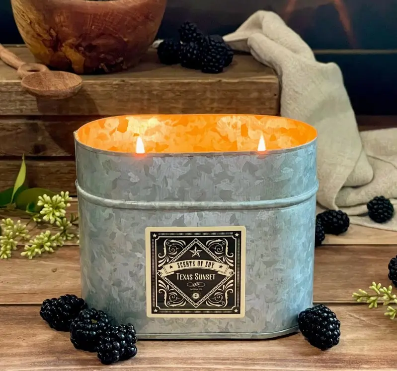 Texas Sunset Galvanized Oval Tin Soy Candle