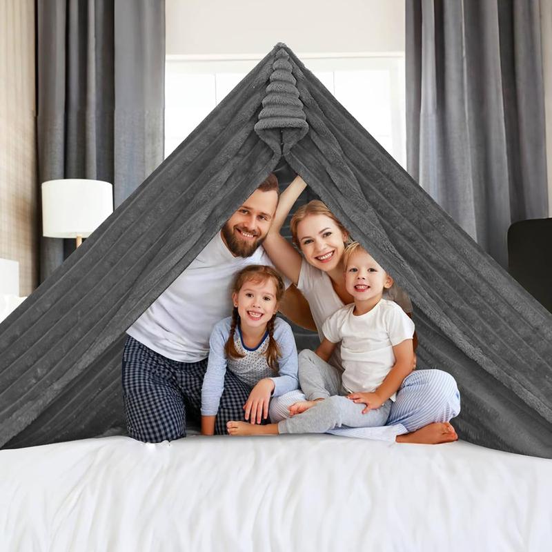 Oversized King Size Blanket 120x120 Inches, 300GSM Microfiber Jaquard Flannel Blanket, Soft Cozy Home Decor for Couch Sofa Bed, Machine Washable, Warm & Soft for All Seasons