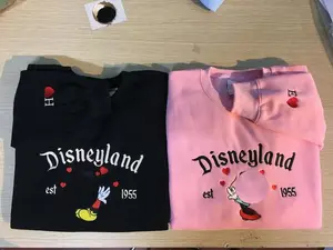 {Note 2 letter] Couple Mouse Embroidered Sweatshirt, Embroidered Cartoon Sweatshirt, Valentine Gift, Anniversary Gift