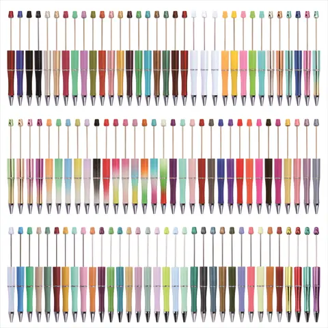 Beadable Pens Plastic Bead pen Black Ink Ballpoint Pens Diy Pens Cute Cool Pens for Students Teacher Bridal Graduation Gift Office School Supplies