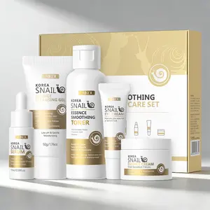 Korean Snail Mucin Firming Skincare Set, 5-Step Gentle Hydrating Moisturizing Face Routine for Smooth & Elastic Skin, Face Care Kit for Women