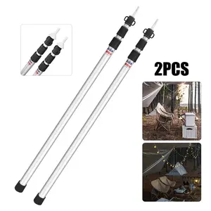 Camping Tent Poles Pack Adjustable Tent Building Supporting Rod with Ties for Tent Tarp Mat Awning
