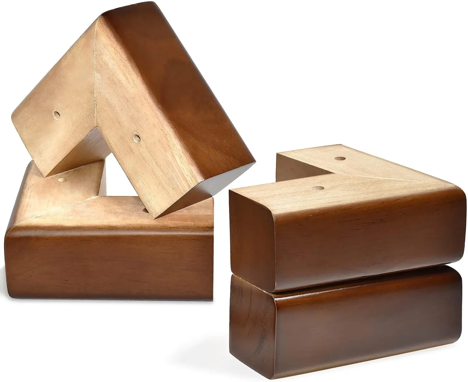 Solid Wood Legs for Furniture, L-Shaped Bed Risers, Furniture Legs for Sofa Couch Dresser Cabinet Table, Couch Sofa Feet, Furniture Risers, Bed Lifters 4 Pack