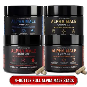 Alpha Male Complex 4-Stack Ultimate Bundle | Testosterone & Lean Mass + Strength & Performance + Mood, Drive & Clarity + Nitric Oxide & Circulation | Complete Daily Men’s Performance System
