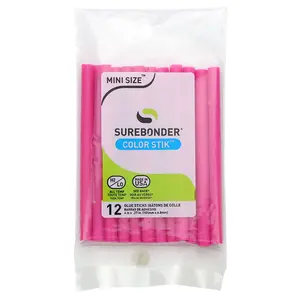 Color Stik 4" Mini Size Bright Pink Hot Glue Sticks - 12 Pack