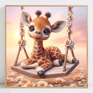 5D Diamond Arts Colorful Painting Kit, Giraffe Pattern DIY Diamond Arts Colorful Painting without Frame, Handmade Art Crafts for Home Decor