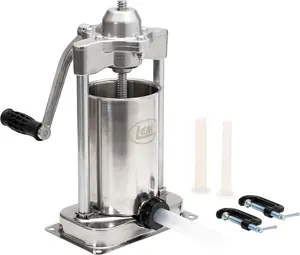 LEM Products Mighty Bite Vertical Stainless Steel 5 Pound Capacity Sausage Stuffer with Plastic Stuffing Tubes