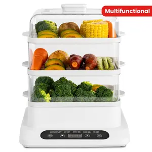 16QT 3-Tier Electric Food Steamer with Keep Warm & Timer - Multifunctional, Fast Cooking Digital Kitchen Appliance (800W), Electric Steamer for Cooking