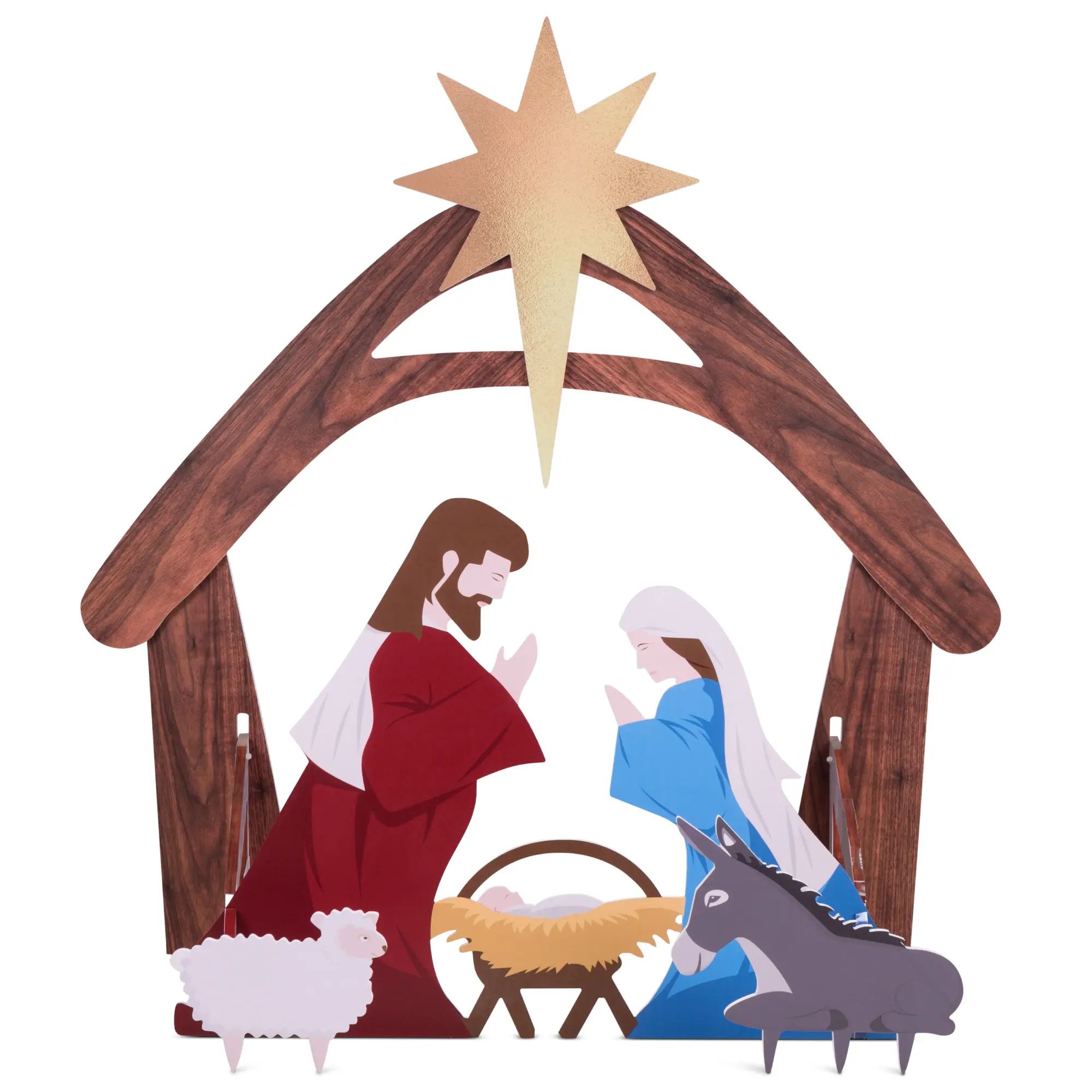 Best Choice Products 4ft Outdoor Nativity Scene, Weather-Resistant Decor, Christmas Family Yard Decoration, PVC