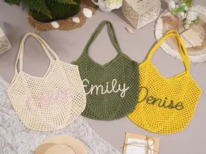 Personalized beach tote bags, Crochet beach bags, Bridesmaid gift bags, Travel Beach Bag, Wedding favor gift, Bachelorette Trip Gift for Her