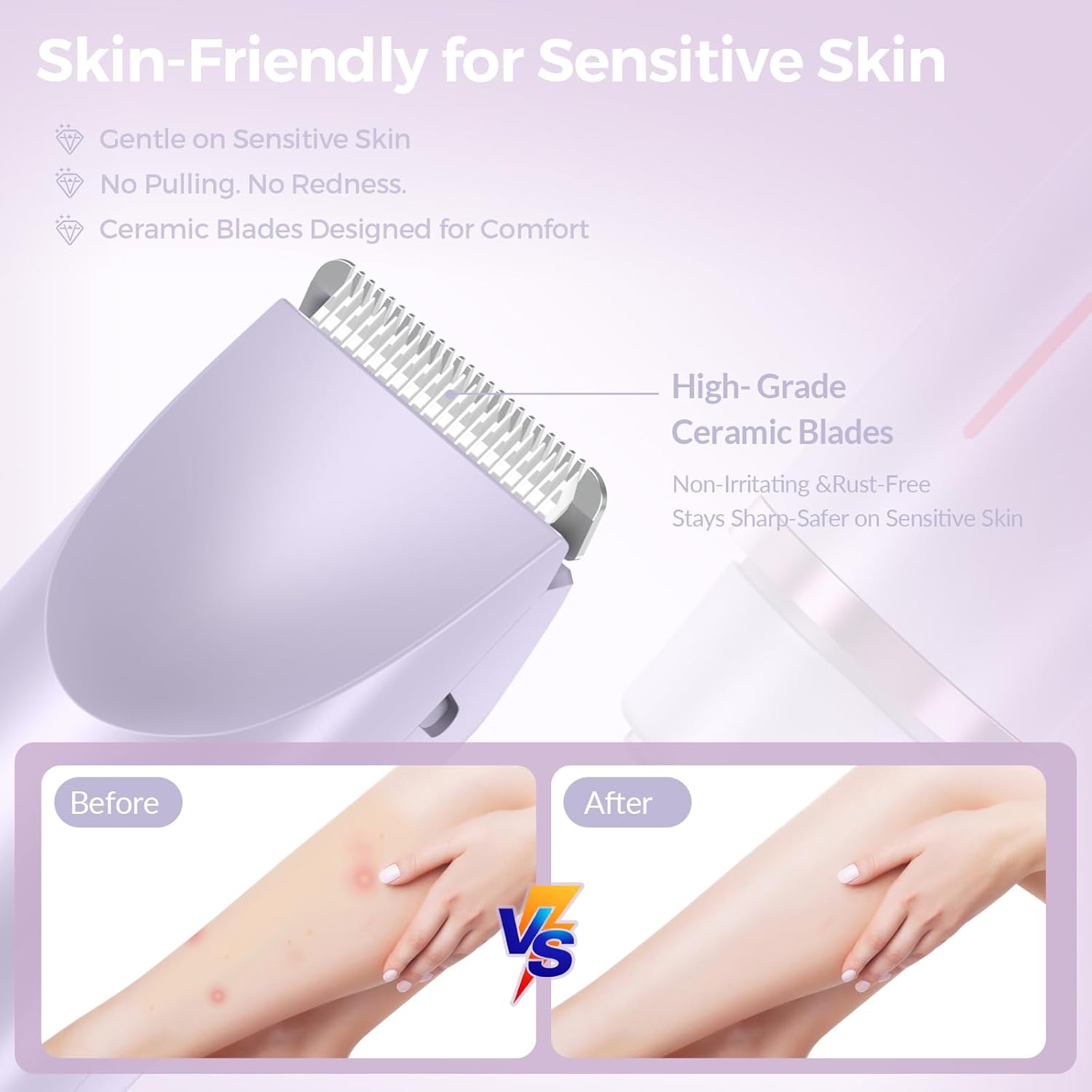 Women's 2-in-1 Electric Bikini Trimmer & Body Shaver - Dual Head Hair Removal Tool, Waterproof Rechargeable Wet & Dry Razor for Body and Facial Hair, Double-Ended Trimmer Shaver, Personal Grooming Essential