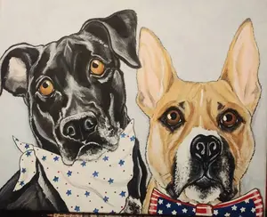 Multiple Pet Portrait Painting CUSTOM 16x20 handpainted, memorial, dog owner gift,painted