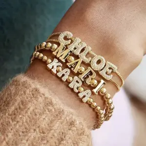 Bubble Ice out Custom Name Bracelet Personalized Sparkling Adjustable Bracelet boho beach jewelry