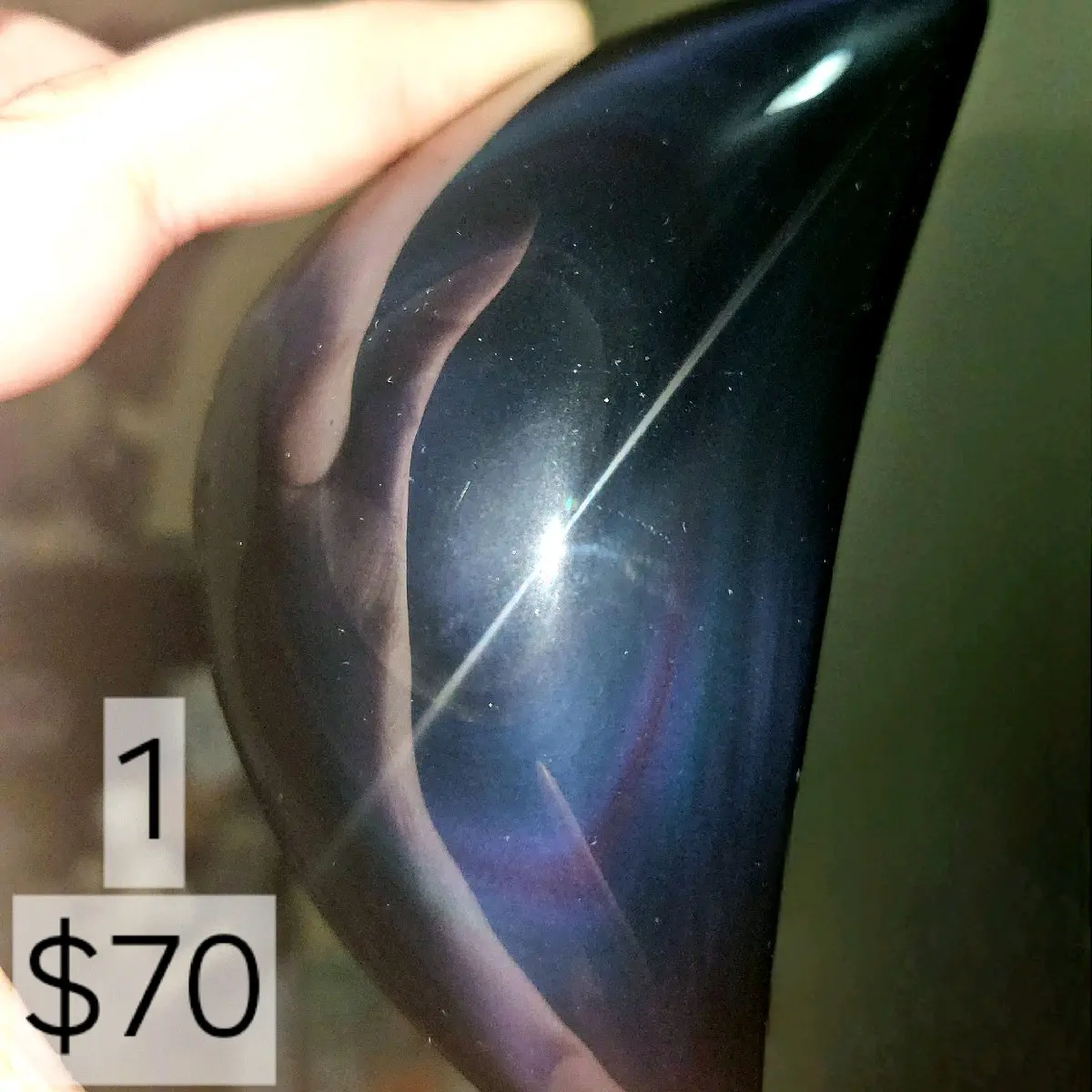 Black Rainbow Obsidian Moon Carving - Hand-Carved Crystal - Home Decor - Celestial
