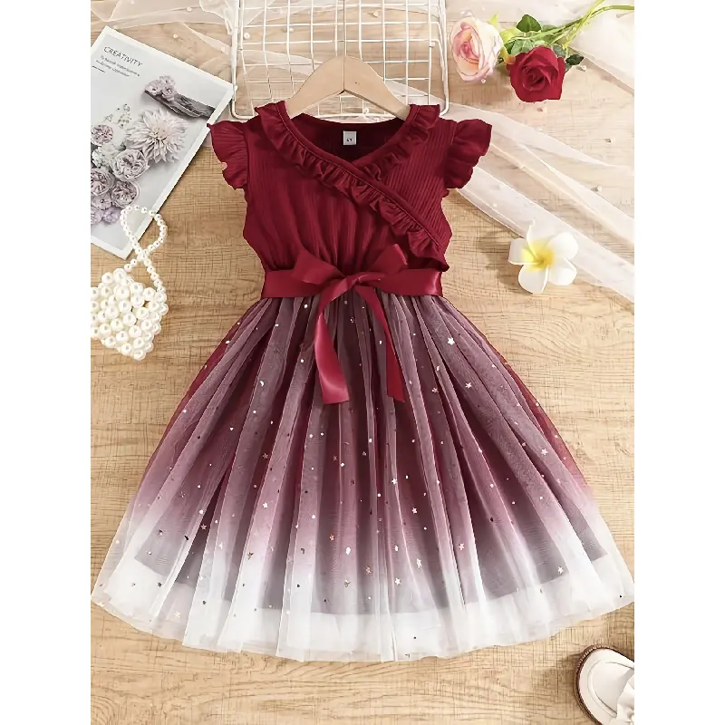 strapless open back dress Soft Yellow Vintage Lace Puff Sleeves Dress main image 1