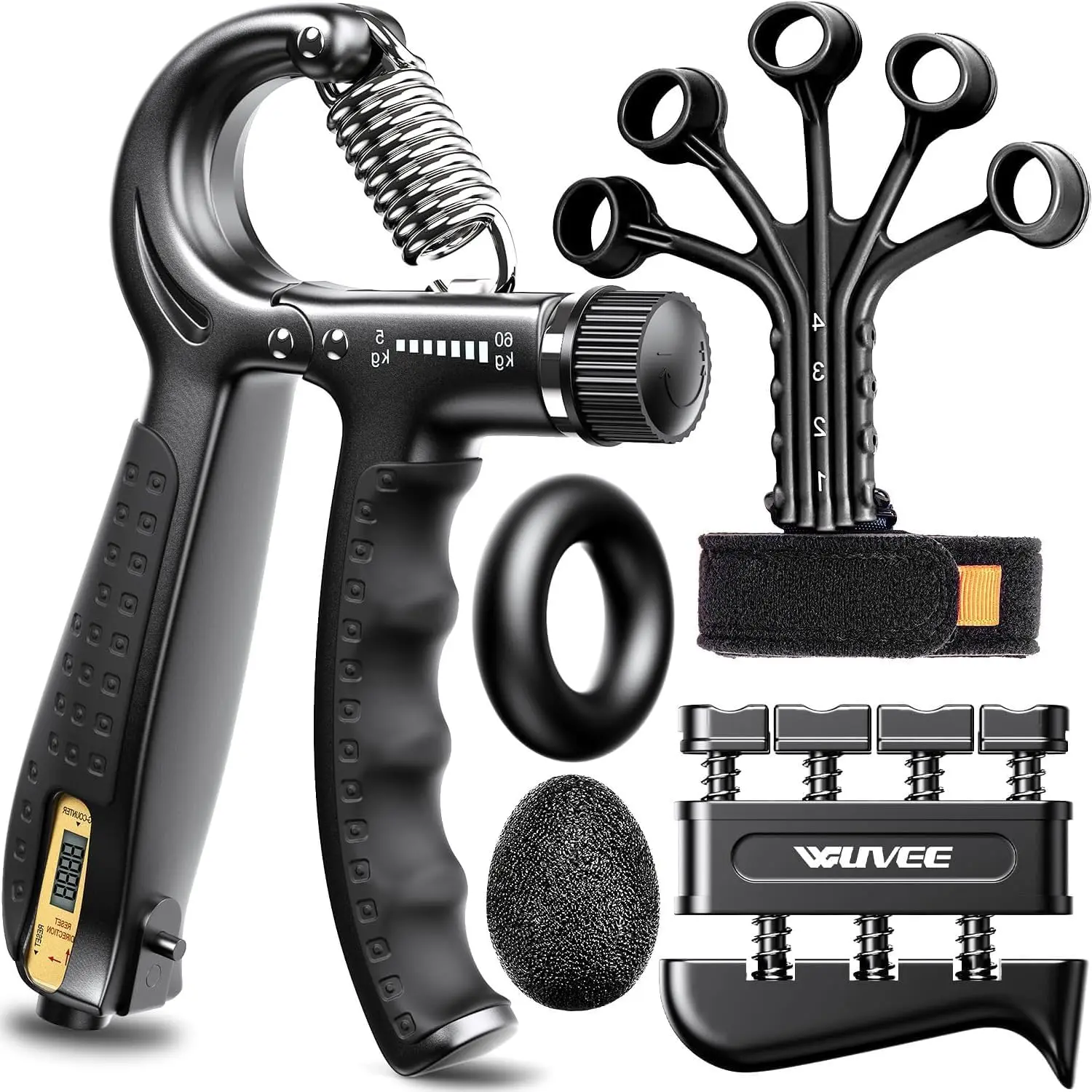 Forearm Strengthener Grip Strength Trainer Kit- Hand Gripper Strengthener 5 Pack with Grip Trainer