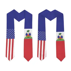 Class of 2026 Country Flag Graduation Stole Sash - V Shape National Country Flag Sash Graduation Stole Haiti X American