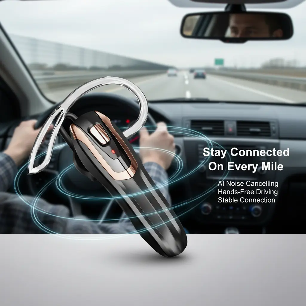 BT-XCALL Noise Cancelling Headset, Single Ear earpiece for Driving & Work, Easy Hands Free Calls, Long Battery Life, Comfortable for phone calls