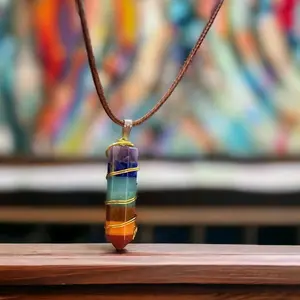 Wire Wrapped Chakra Pendant with 7 Gemstones for Healing and Balancing - Perfect for Adults' Crystal Healing Practices