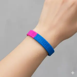 Bisexual Pride Silicone Bracelet – Pink Purple Blue Bi Pride Wristband, LGBTQ+ Awareness Rubber Bracelet for Pride Parades, Events, Fundraisers & Everyday Pride Support