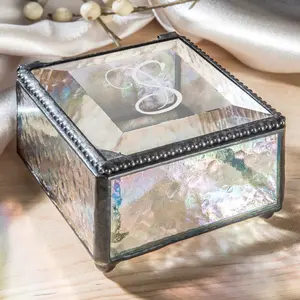 J Devlin Monogrammed Glass Box with Initial Personalized Jewelry Keepsake Custom Engraved Vintage Inspired 5 Color Options Series 333 EB251