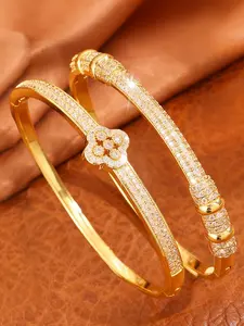 2-piece Ins popular copper cuff bangle set, showcasing elegant and fashionable style, versatile for daily use, perfect gift for gifting (Christmas, Mother's Day, Valentine's Day, New Year gifts), Stackable Bracelets