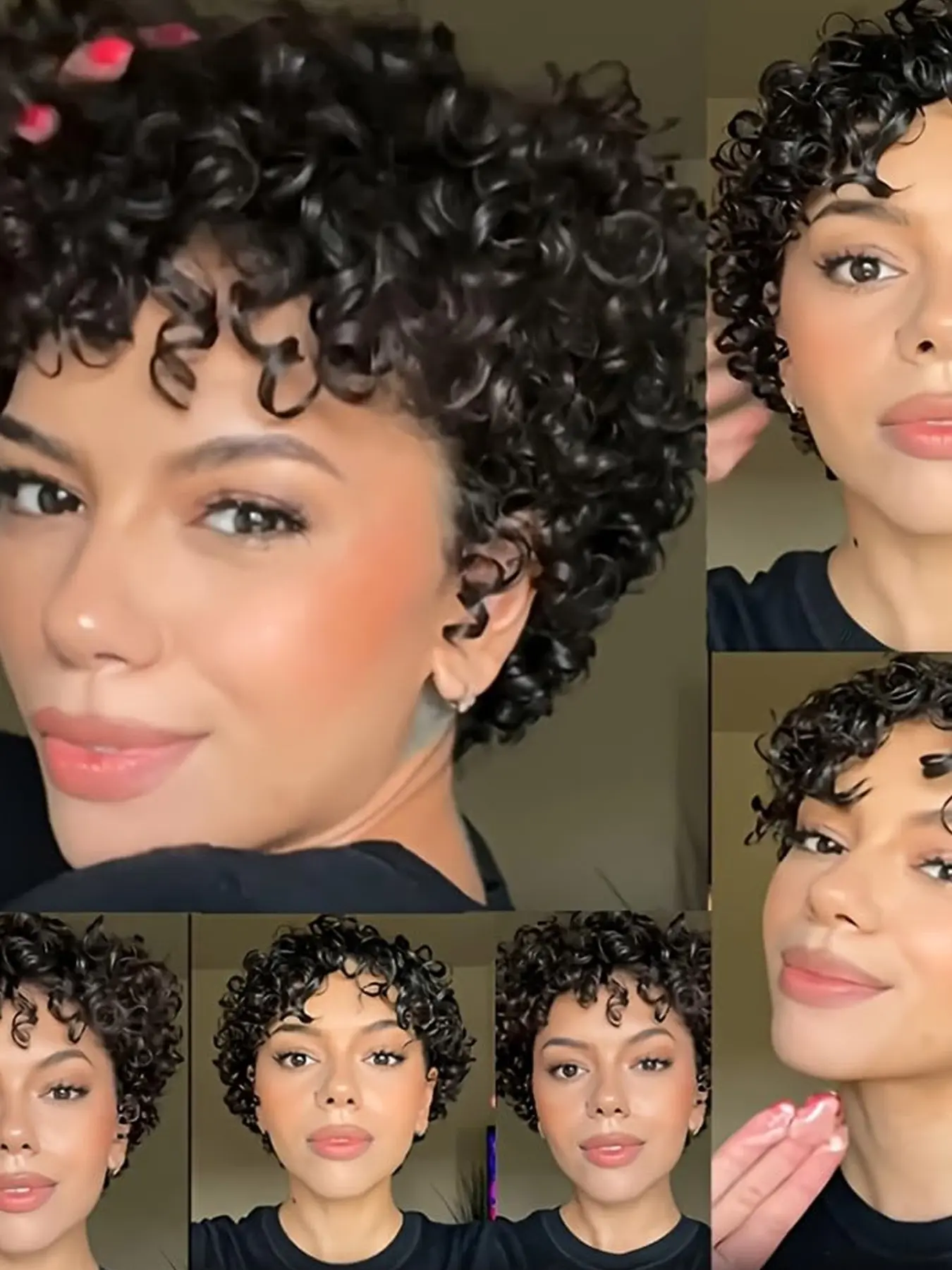 Short Curly Pixie Cut Wigs with Bangs, Human Hair Wavy for 