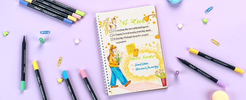 Ohuhu Water Based Art Marker Set Bundles: Fine & Brush Dual Tips - 80-colors with 72-sheet Coloring Book - Art Marker Set Bundles with 100% Bleed-proof Pages - Art Marker Set Bundles of Ohuhuart