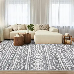 Living Room Rugs Rug Washable Rug Neutral Modern Geometric Rug Soft Neutral Accent Large Rug Indoor Floor Non Slip Rug Carpet for Bedroom Under Dining Table Office Farmhouse,