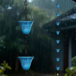 Creative Metal Rain Chain for Eaves Drainage, Garden Decorative Iron Rain Catcher, Available Now, Courtyard Decoration, Downspout