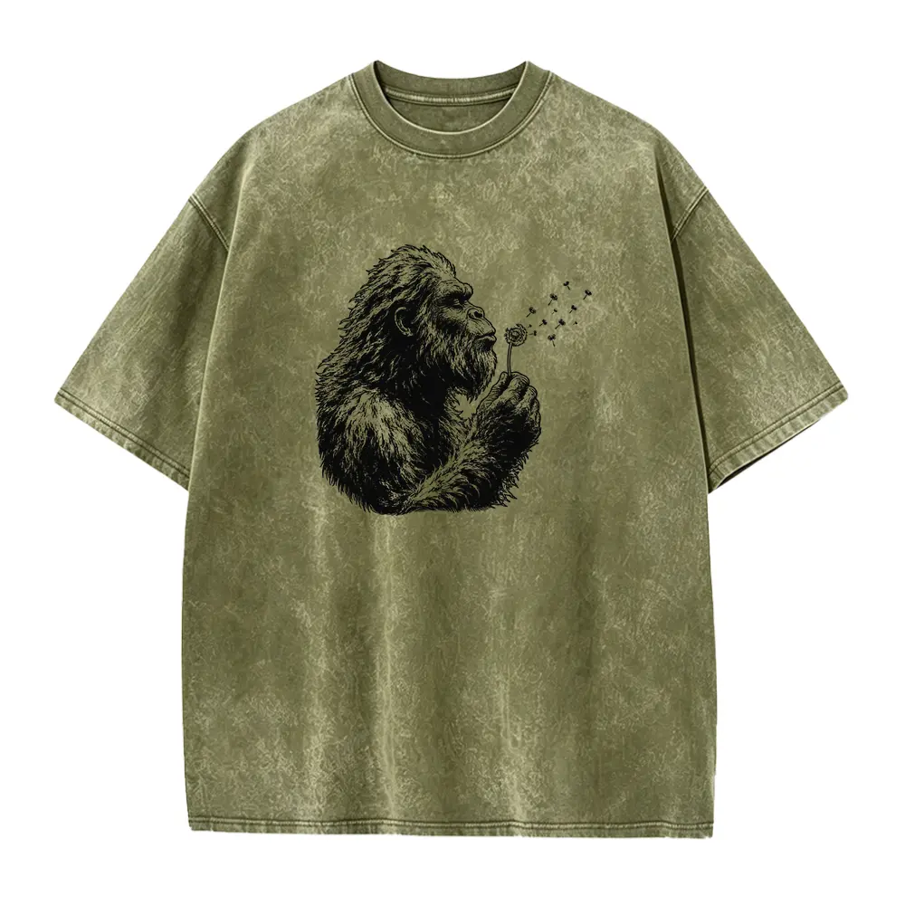 Bigfoot Dandelion Shirt, Vintage Sasquatch Nature Tee, Woodland Cryptid Graphic T-Shirt, Outdoor Adventure Gift