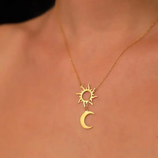 Sun and Moon Harmony Necklace, Balance And Beauty Celestial Pendant