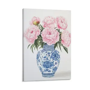 Hydrangea Poster Canvas Wall Art Blue White China Watercolor Floral Painting Preppy Poster Poster Canvas Wall Art For Bedroom Decor Bar Office Room Decor Gift