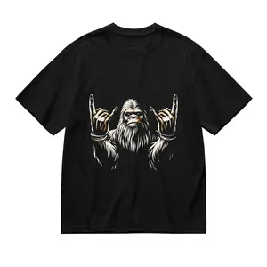 Rock On Bigfoot T-Shirt, Sasquatch Rocker Hand Sign Tee, Casual Soft Cotton Top For Bigfoot Fans