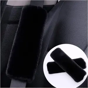 2 count Fluffy  Seatbelt Covers - Soft&Comfortable Plush Seat Belt Cushion Protects  - Universal Seat Belt Covers for Adults or  Fits   SUV Van RV (Black/2pcs)