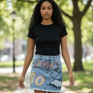 Denim Illusion Stretch Mini Skirt