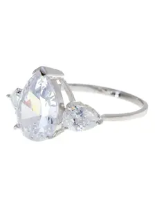 Sterling Silver Pear Cut CZ Diamond Ring