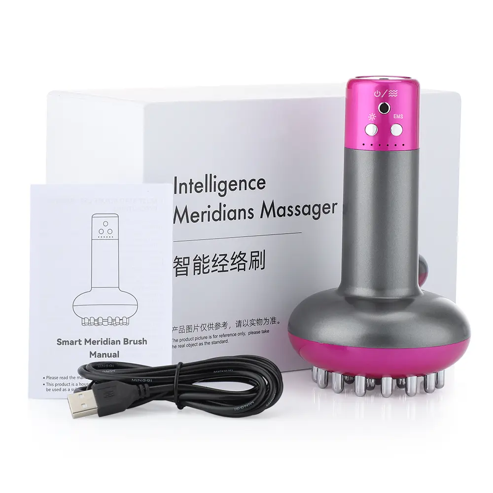 Electric Guahsa Meridian Massage Brush for Whole Body Lymphatic Drainage Heating Microcurrent EMS Vibrating Red Light Beauty Apparatus