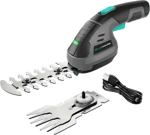 8V 2-in-1 Hedge Trimmer & Grass Shear w/ 2000mAh Lithium-Ion Battery, Mini Pruner with 2 Blades, for Lawn, Shrub, and Edging