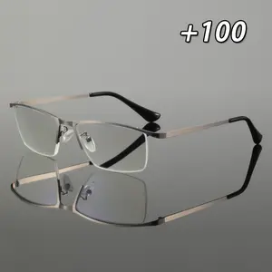 Men's Metal Half Frame Reading Glasses, Classic High-Quality Fashion Presbyopic Eyewear, Suitable for Elderly Readers, Business Commute Daily Wear